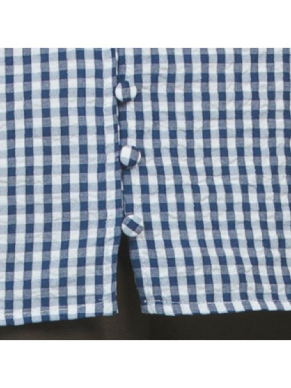 LIV LOS ANGELES Gingham Short Puff Sleeve Top With Collar And Tie Detail - Picture 5 of 5